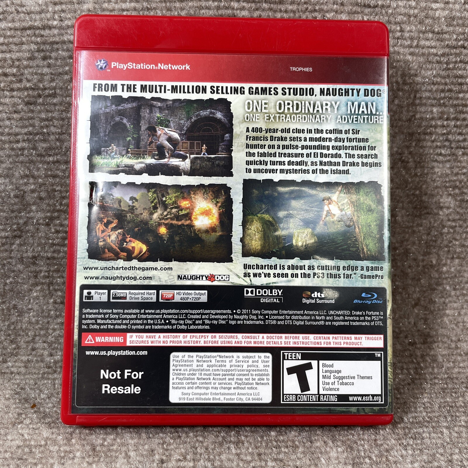 Lot Of 3 Uncharted 2 3 Drake’s Fortune Among Thieves Deception Adult Owned PS3