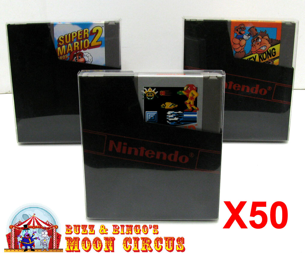 50x NINTENDO NES GAME CARTRIDGE – CLEAR PROTECTIVE BOX PROTECTOR SLEEVE CASE