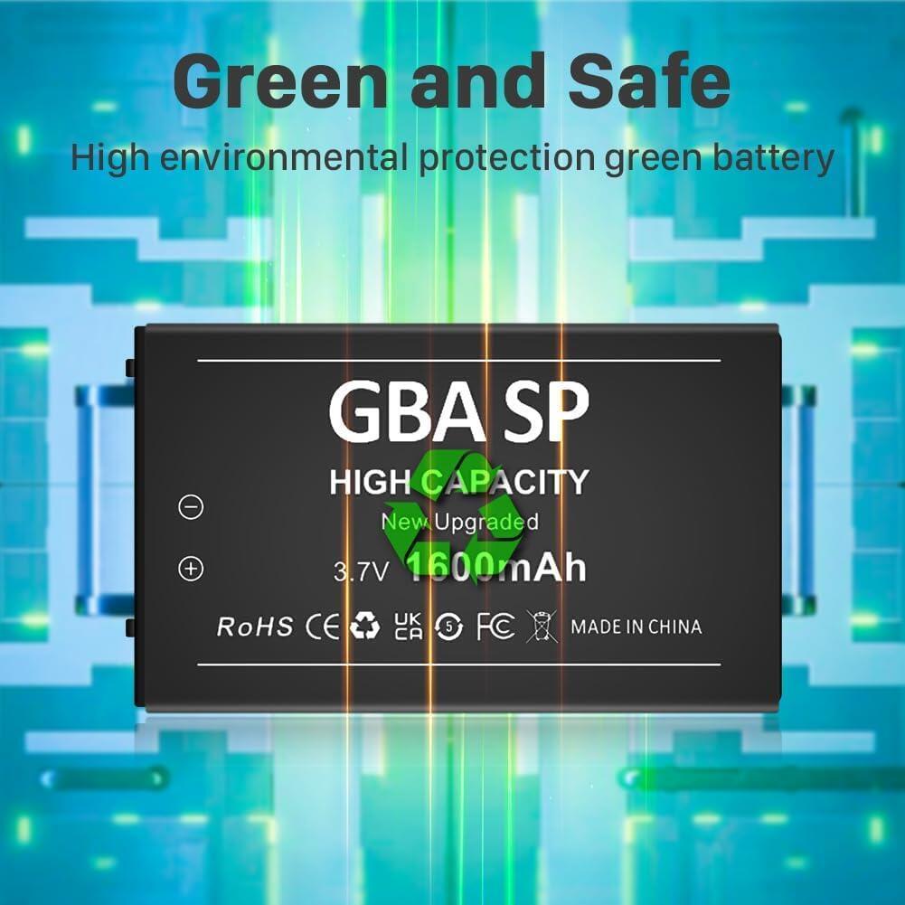 For Gameboy Advance SP Battery Rechargeable 1600mAh Nintendo GBA SP Replacement