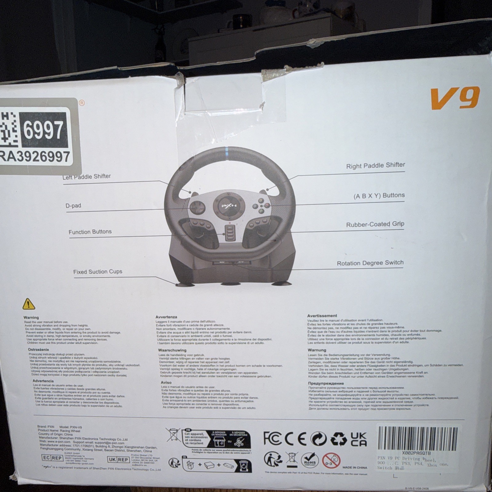 PXN V9 900° Gaming Racing Wheel w/ Pedals & Shifter for PC PS3 PS4 Xbox One…