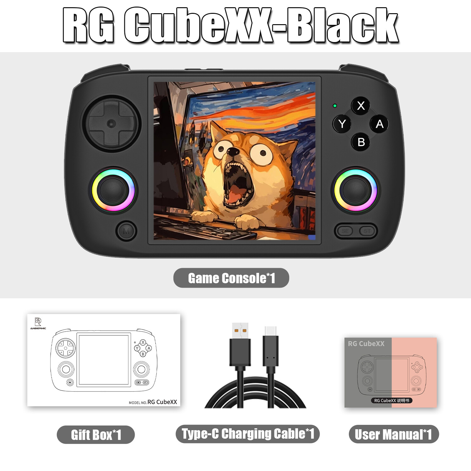 Anbernic RGCubeXX Retro Handheld Game Console3.95′ Linux64-bit H700 3800mAh Gift