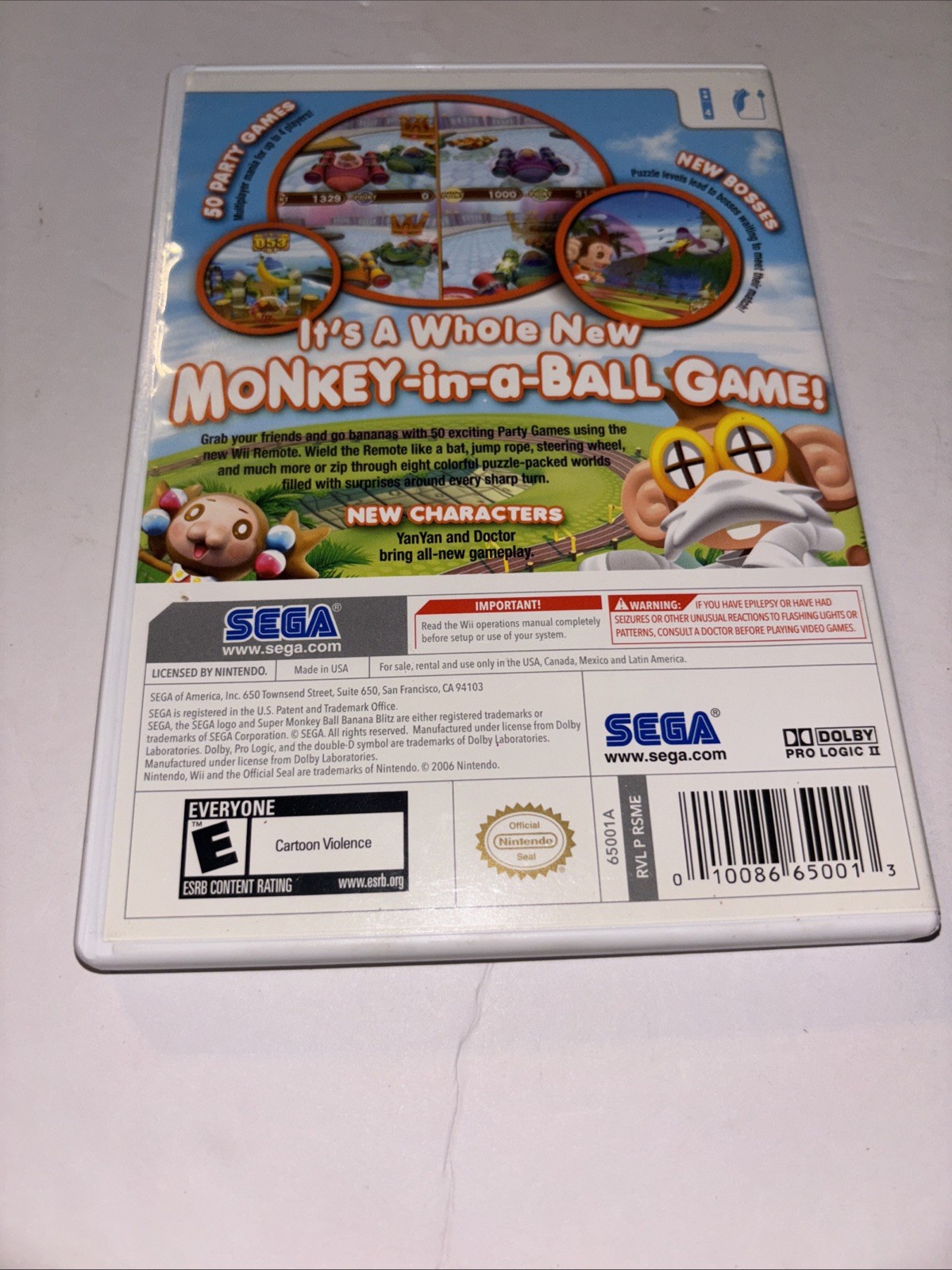 Lot 0f 3 Wii Games Smarty Pants Science Papa Super Monkey Ball Banana Blitz