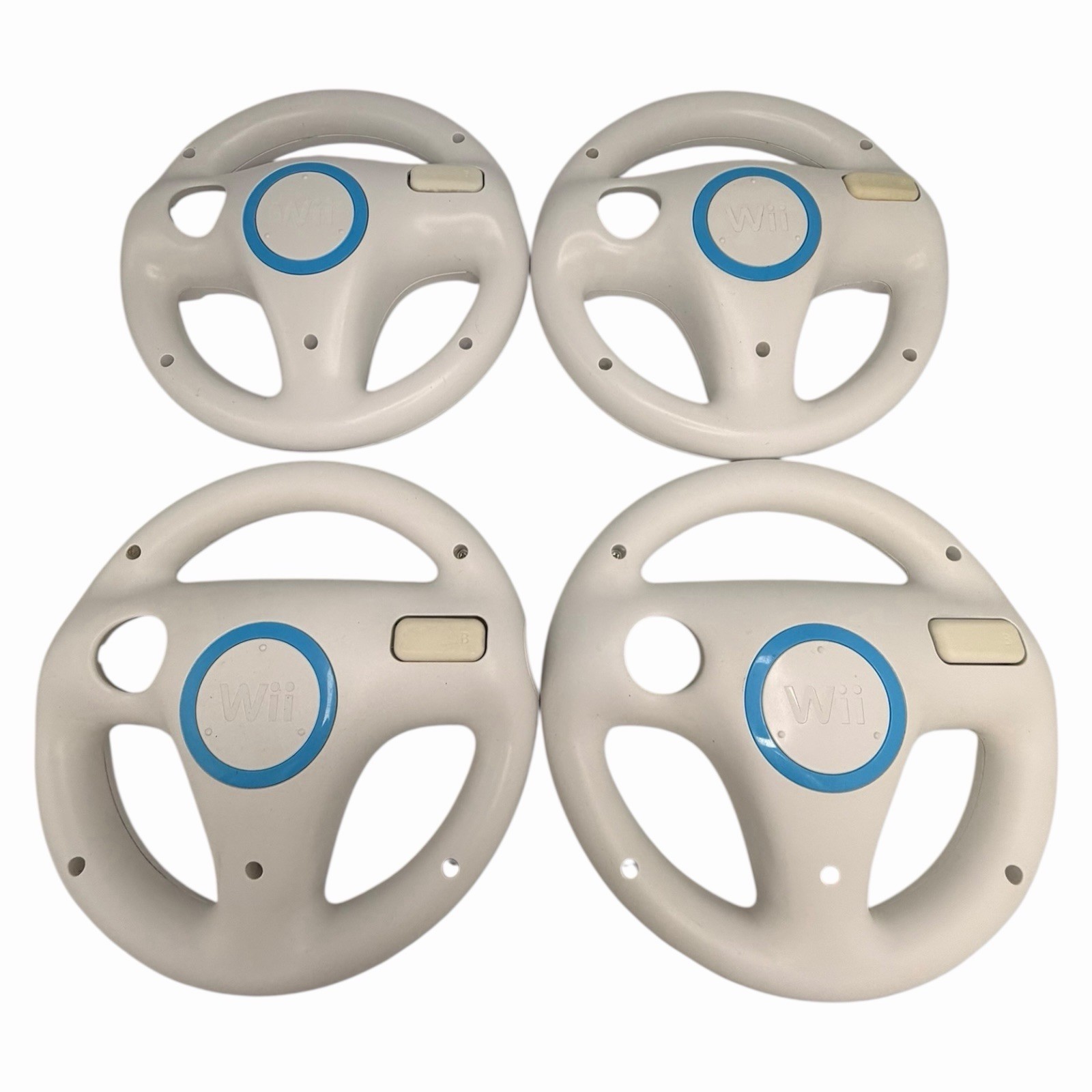 Lot of 4 – OEM Official Nintendo Wii Mario Kart White Steering Wheels – RVL-024