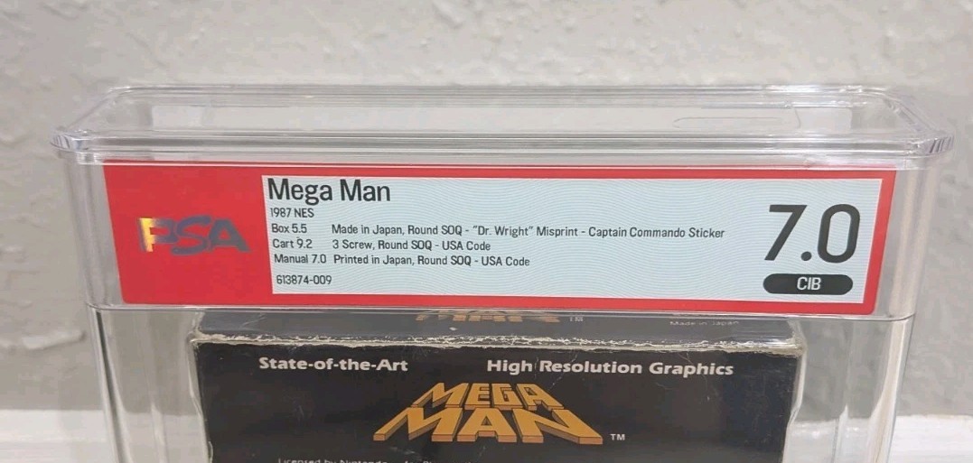 Mega Man Nintendo 1987 NES CIB Dr. Wright Misprint Graded WATA PSA 7.0