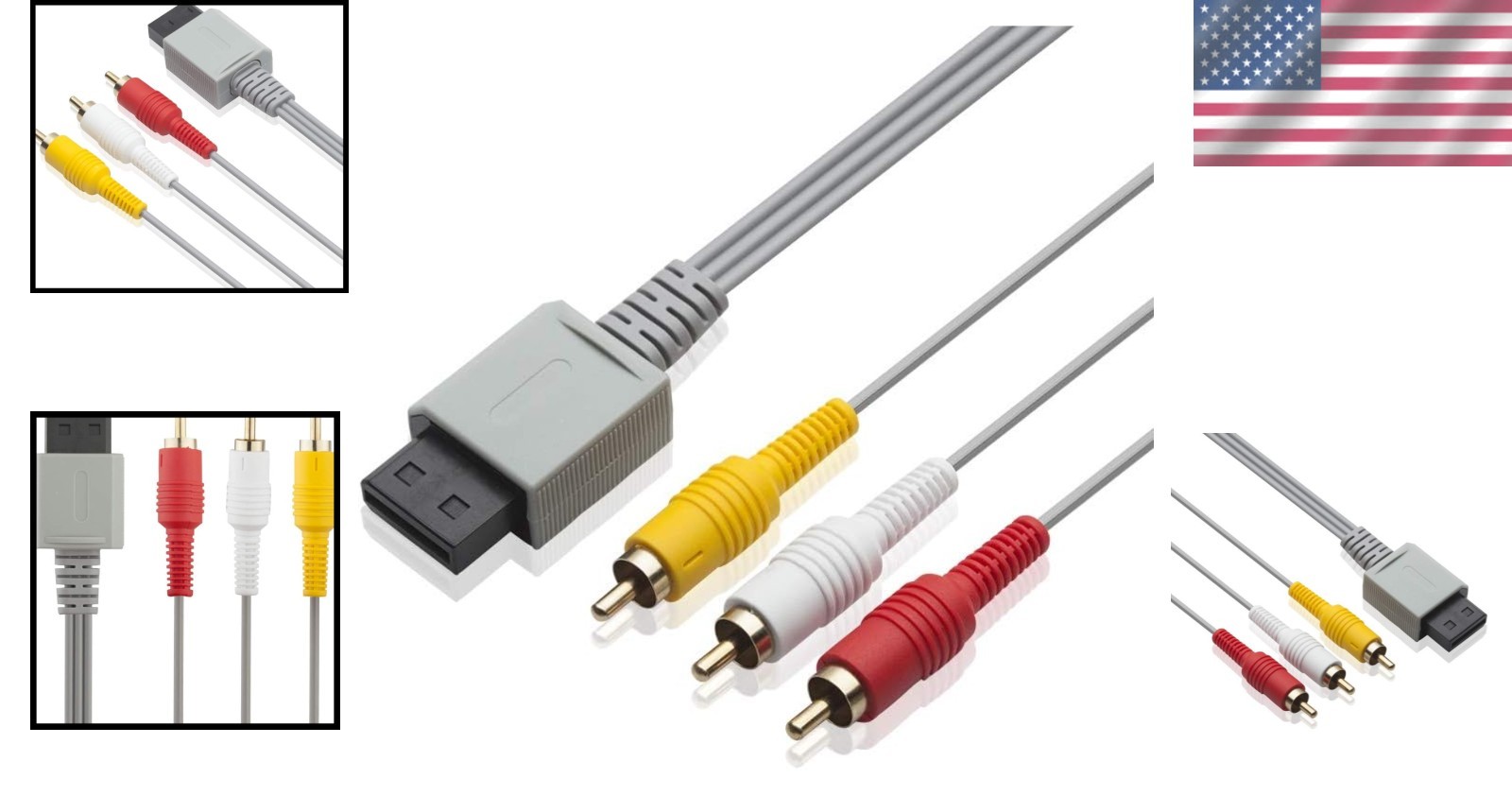 6FT Gold-Plated AV Cable for Wii/Wii U – Quality RCA Connection