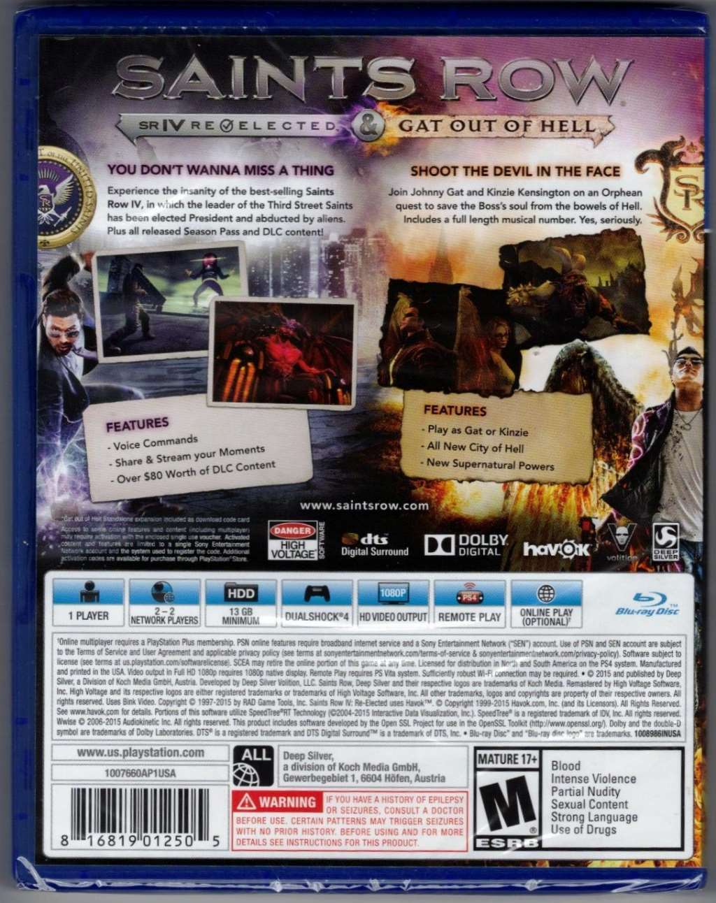 Saints Row IV: Re-Elected + Gat out of Hell PS4 (Brand New Factory Sealed US Ver
