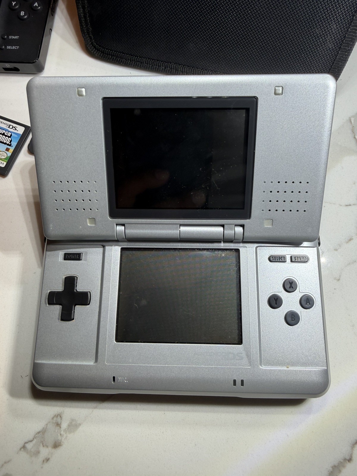 Nintendo DS Original Platinum Silver + DS Lite Black + Mario Games + Charger Lot