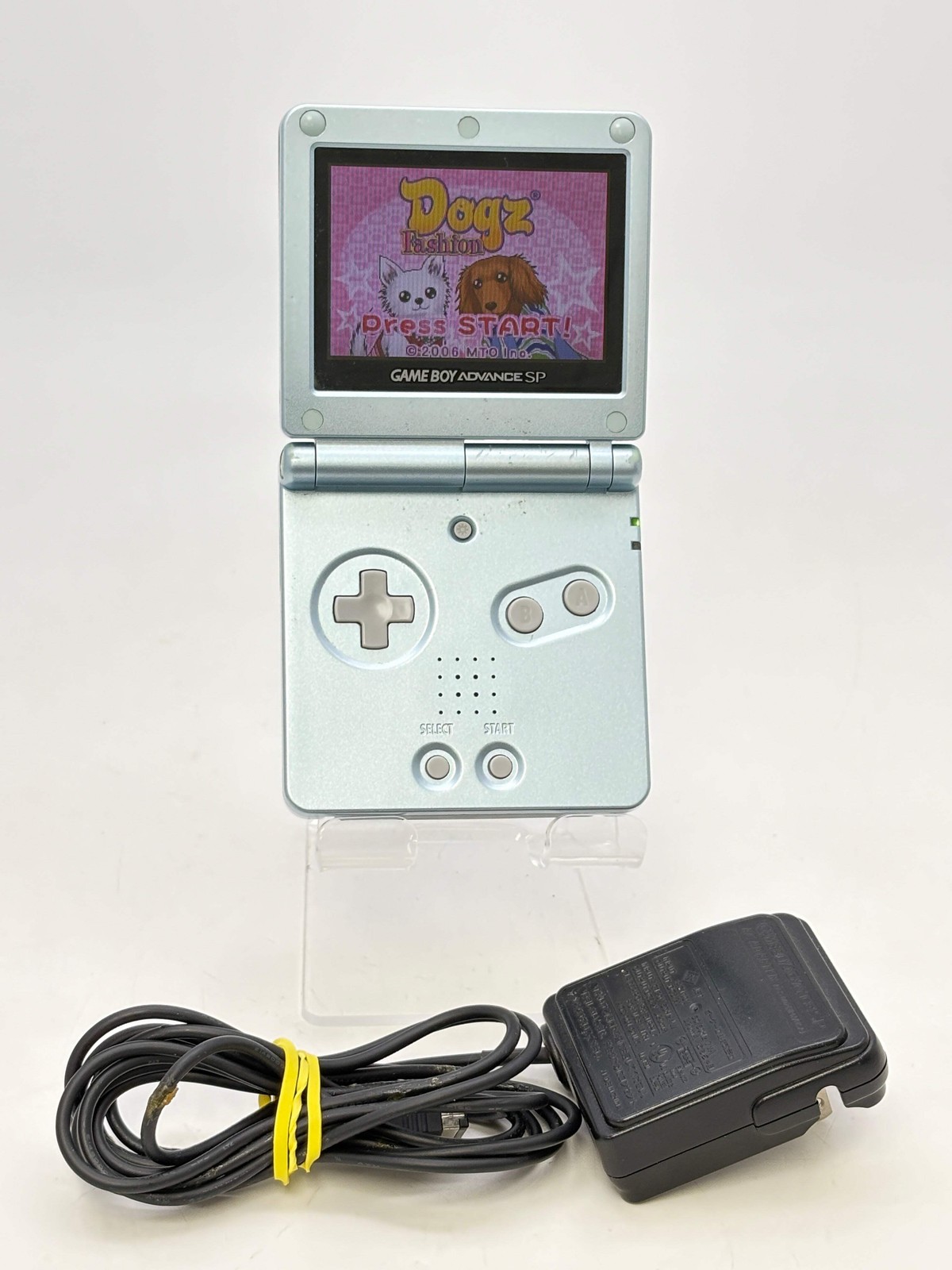 Nintendo Game Boy Advance SP AGS-101 Pearl Blue w/ Charger & Game Cartridge
