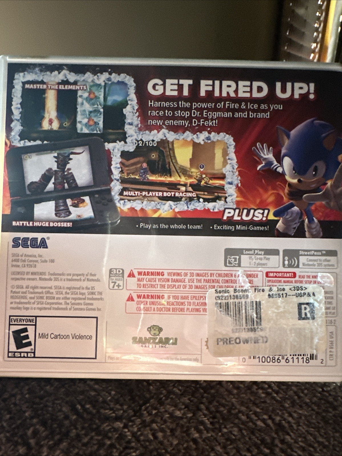 Sonic Boom: Fire & Ice (Nintendo 3DS, 2016) Complete W/ Case