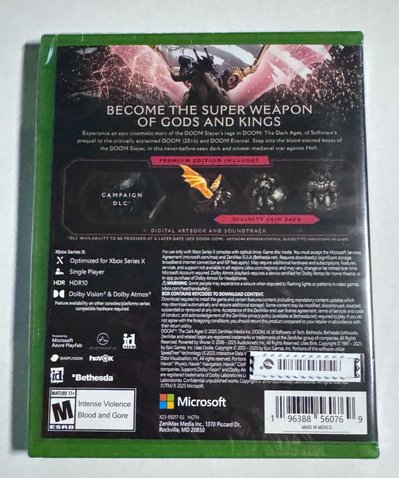 Doom The Dark Ages Premium Edition id Bethesda Xbox Series X New Sealed Rare