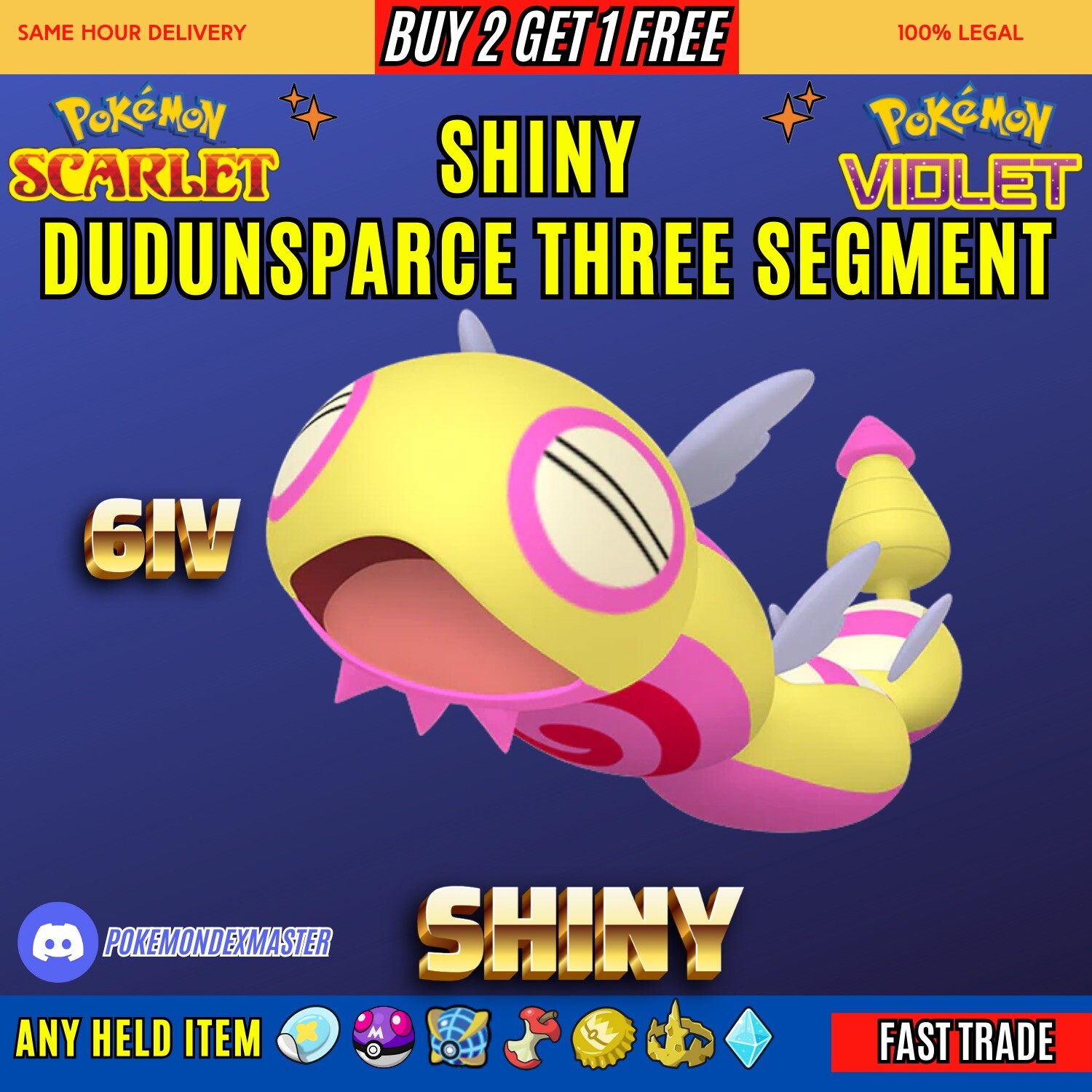 ✨ Shiny Dudunsparce Three-Segment ✨ Pokemon Scarlet & Violet 🚀Fast Trade🚀