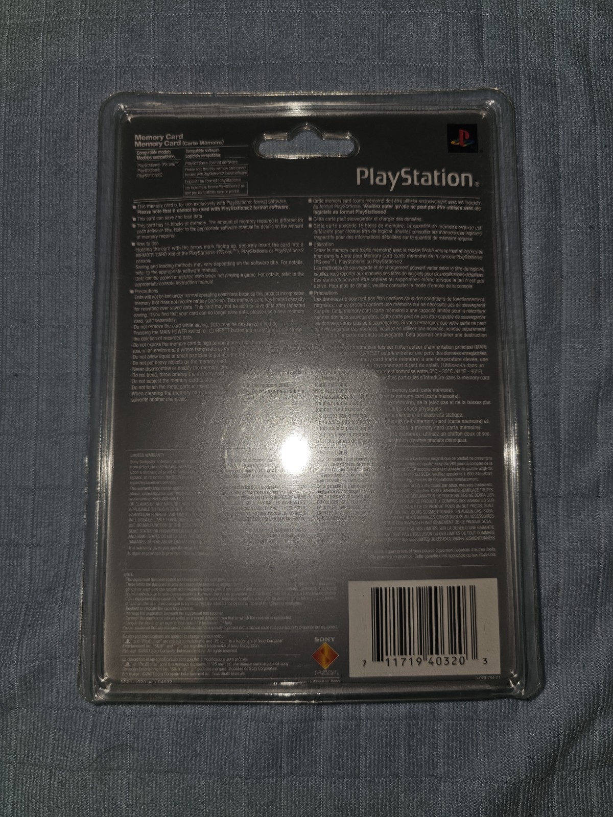Official OEM Sony PlayStation 1 Light Gray Memory Card (SCPH-1020) Sealed New
