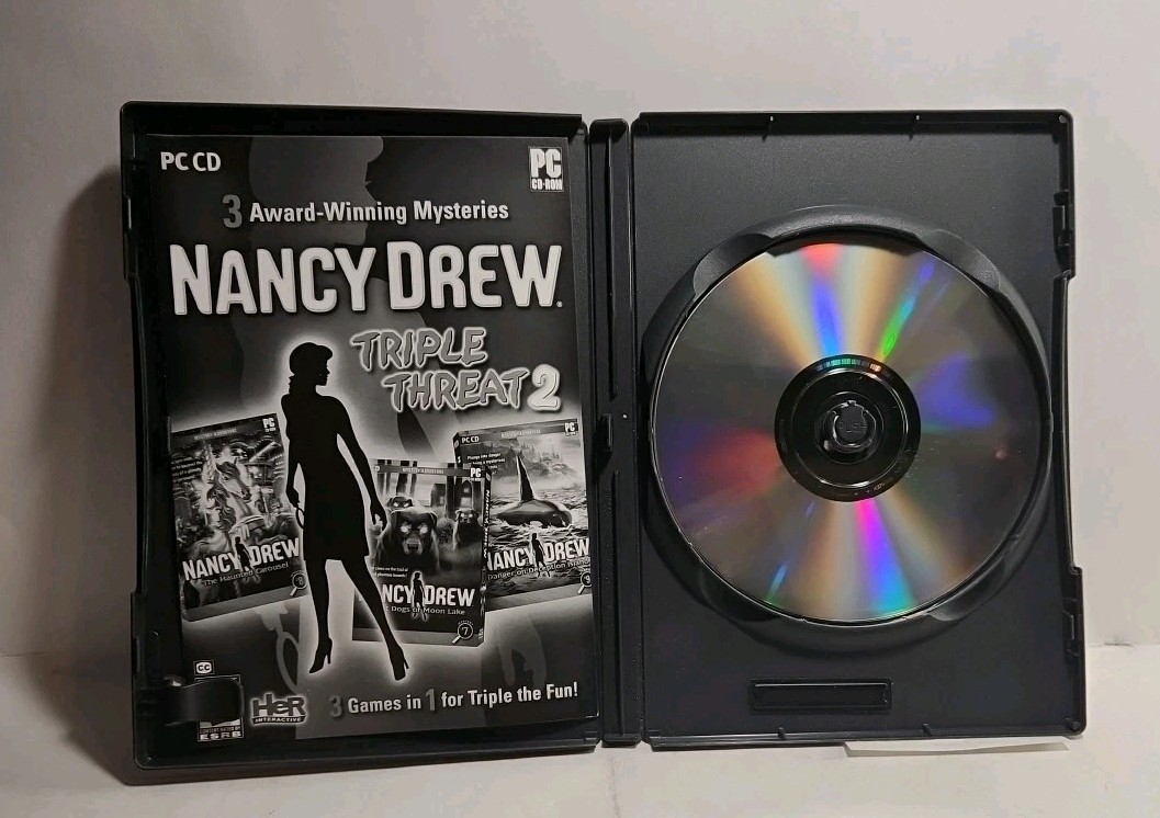 Nancy Drew Triple Threat 2 (PC, 2012) 3 Disc set w/manual No slip 5918