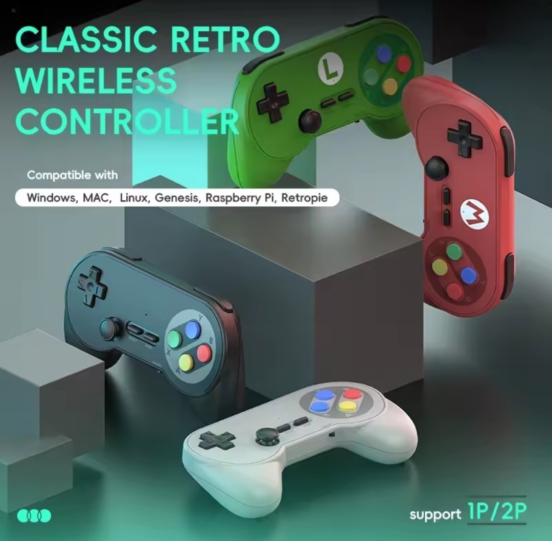 2 Retro Wireless Gamepad Controller 2.4GHz Dual Receiver