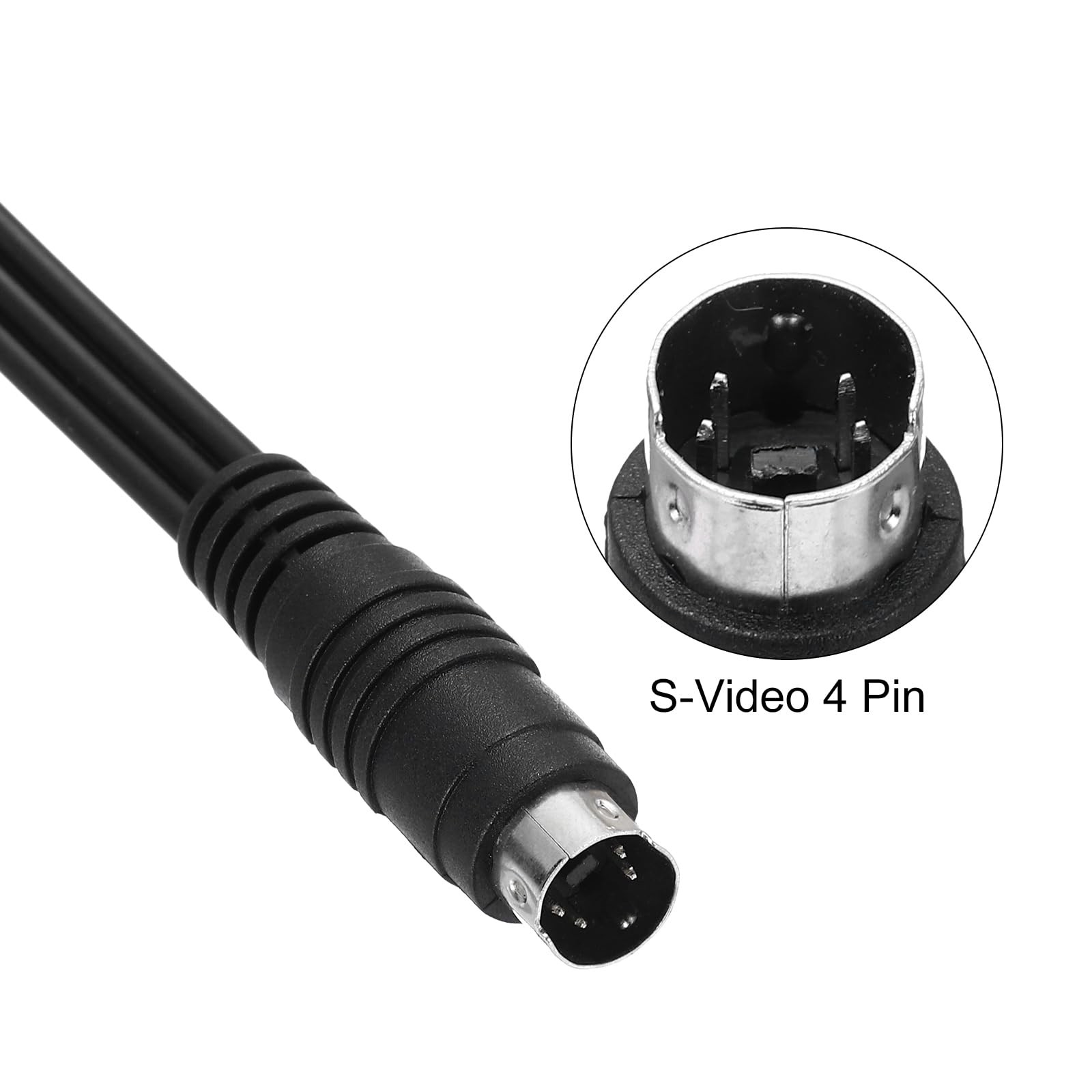 MECCANIXITY S Video Cable 5ft, 4 Pin S-Video Male to 3 RCA 1.5M