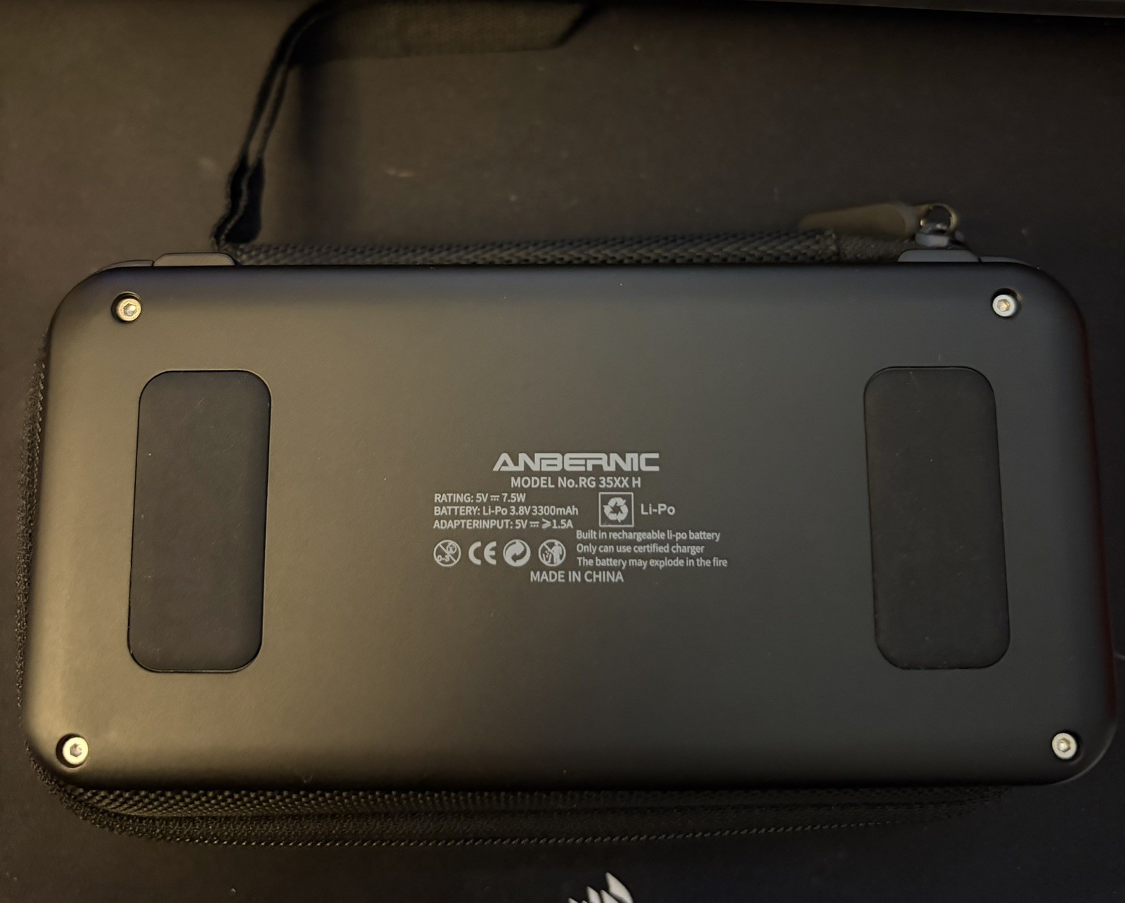 RG35XX H Anbernic Black Retro Handheld Game Console Linux Carrying Case