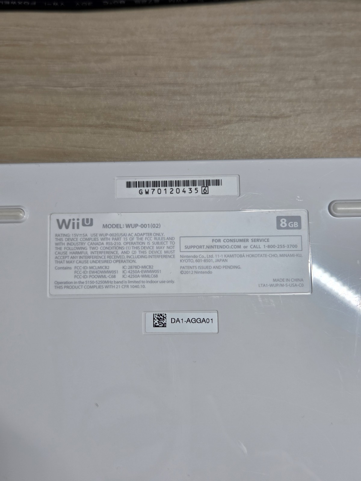 Nintendo Wii U White 8GB WUP-001(02) Parts Or Repair Only Error Code: 160-1400