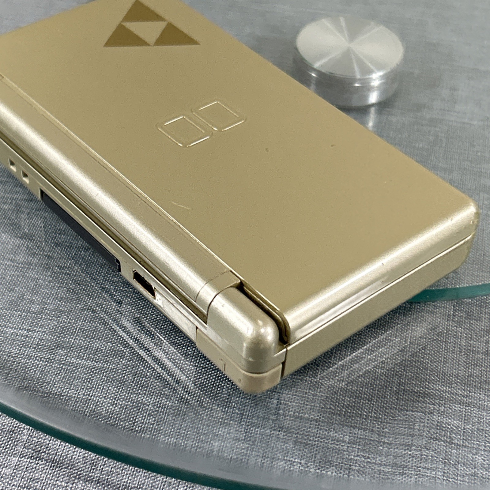 Nintendo DS Lite Gold Zelda Edition Handheld Console w/ Triforce Logo Charger