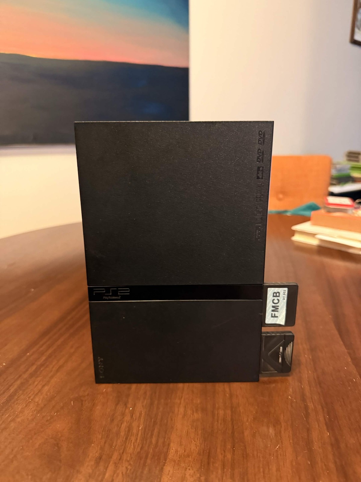 PS2 Slim Black Console – 2 Controllers / HDMI Upscaler / 256mb Card / FMCB Hack