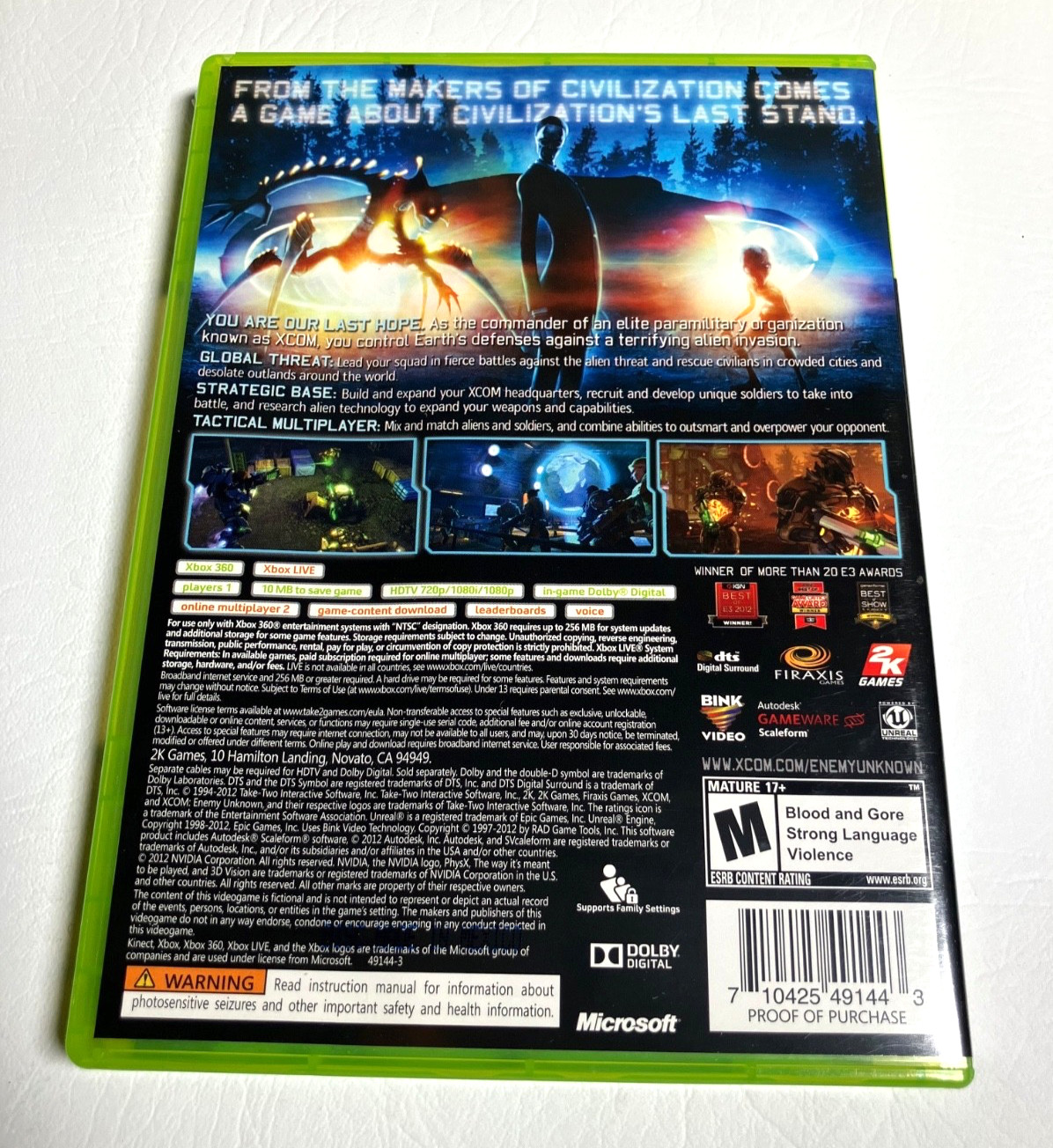 XCOM: Enemy Unknown (Microsoft Xbox 360, 2013) CIB Complete & Pristine