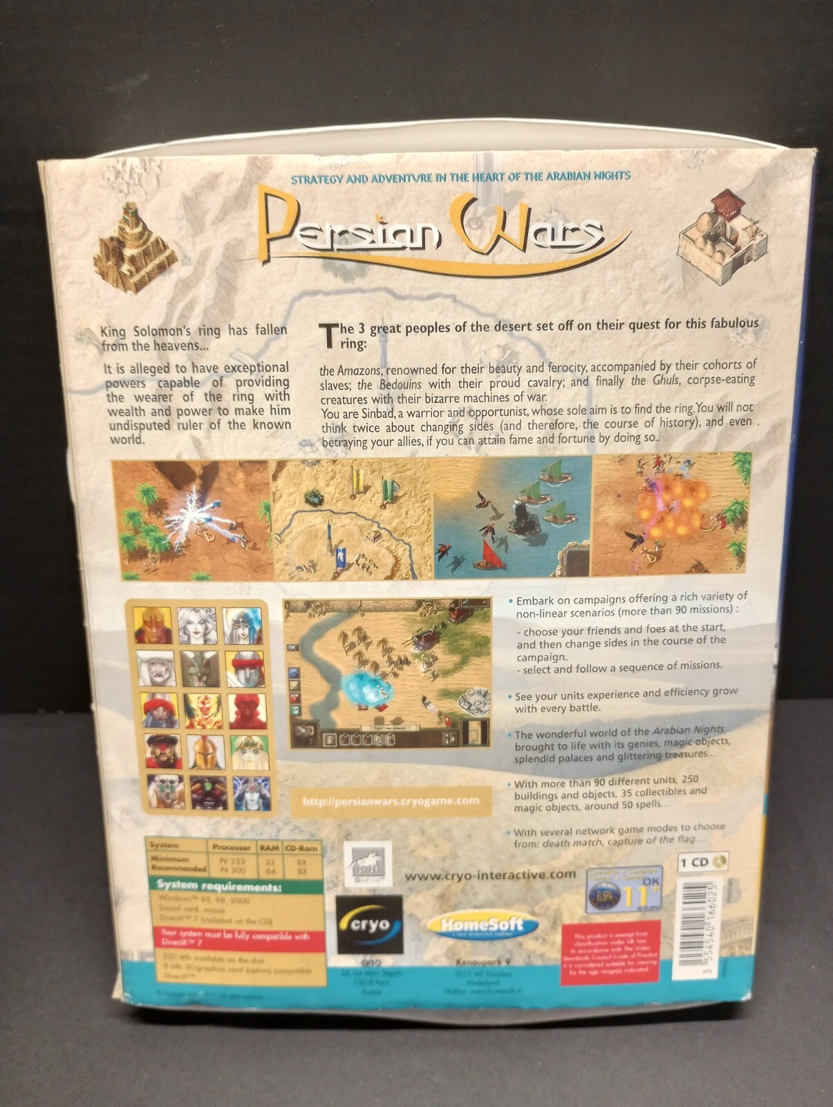 Persian Wars PC Big Box CD-ROM 2001 Cryo Strategy Windows 95, 98, 2000 HomeSoft