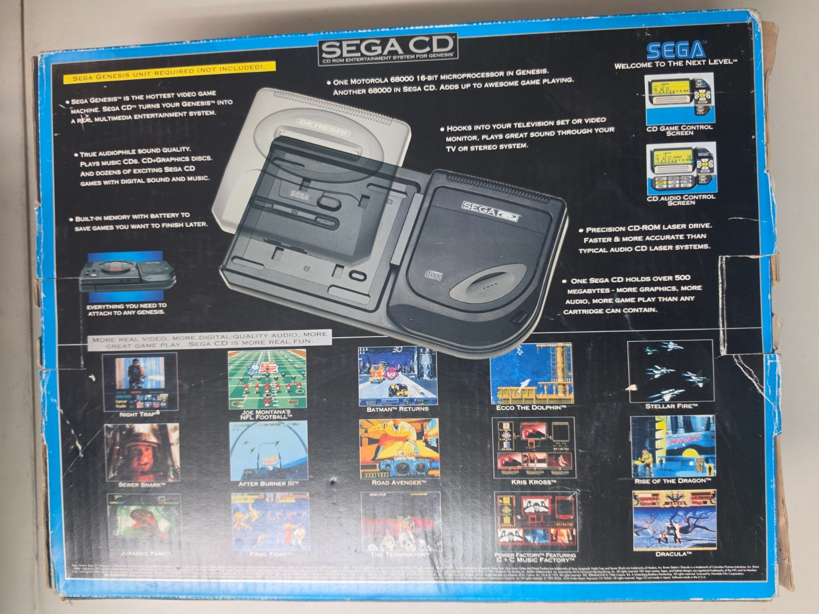 Sega CD MK-4101 Game System Console W/Genesis, No Sewer Shark Original Box