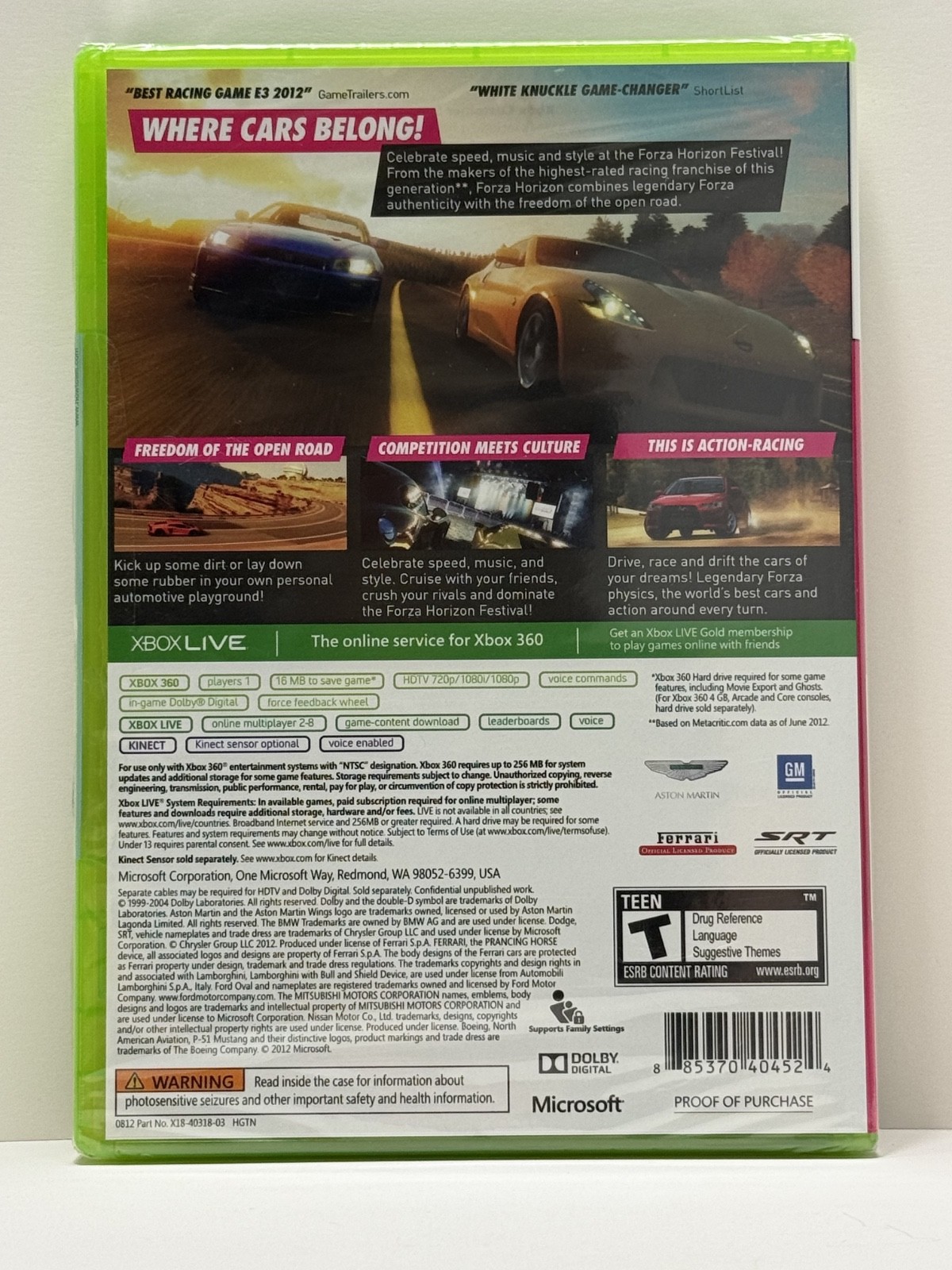 Forza Horizon (Kinect Compatible) *FACTORY SEALED* For Microsoft Xbox 360