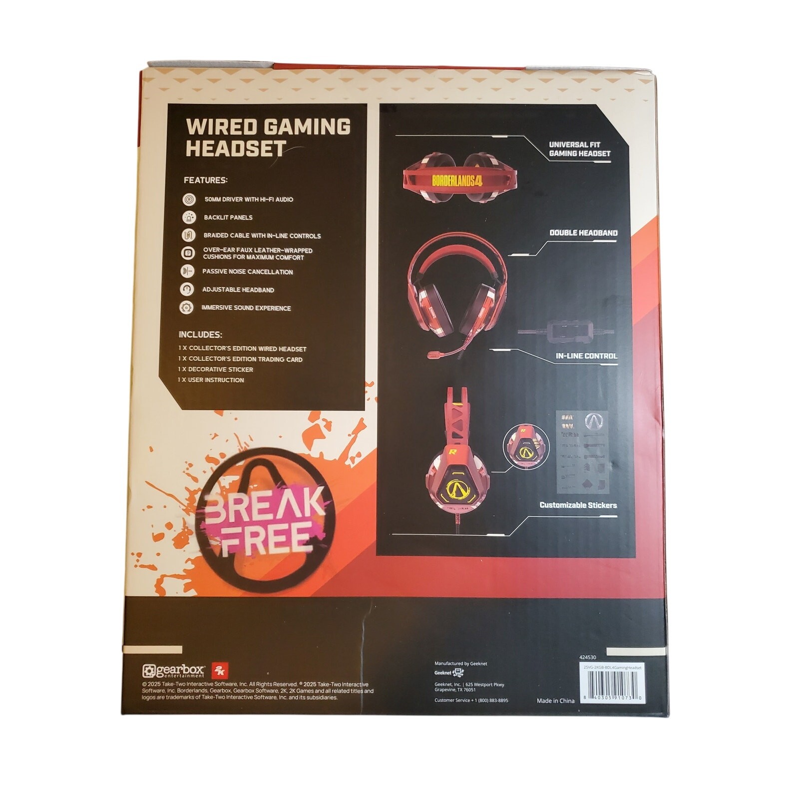 Borderlands Four 4 Wired Gaming Headset Deluxe Collector’s Edition