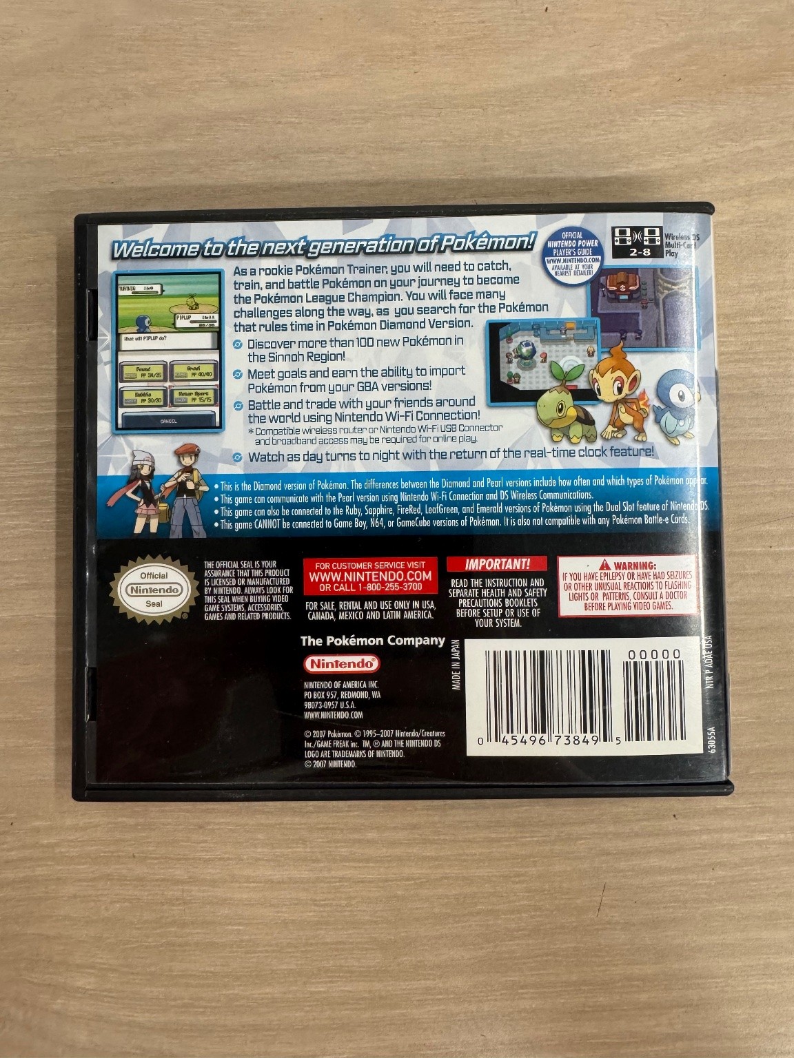 Pokémon Diamond Version Nintendo DS Video Game Wi-Fi Multiplayer RPG No Game