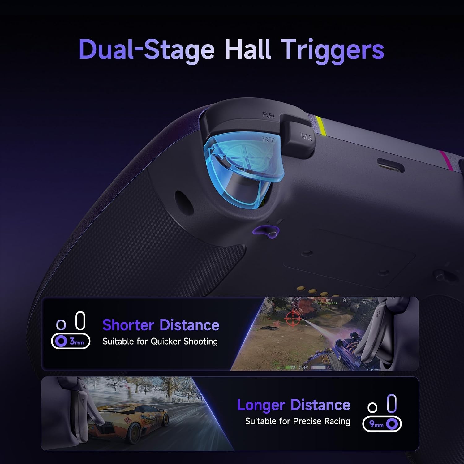 Ultra-Responsive X05 Pro Wireless PC Controller with 1000mAh Battery, Purple