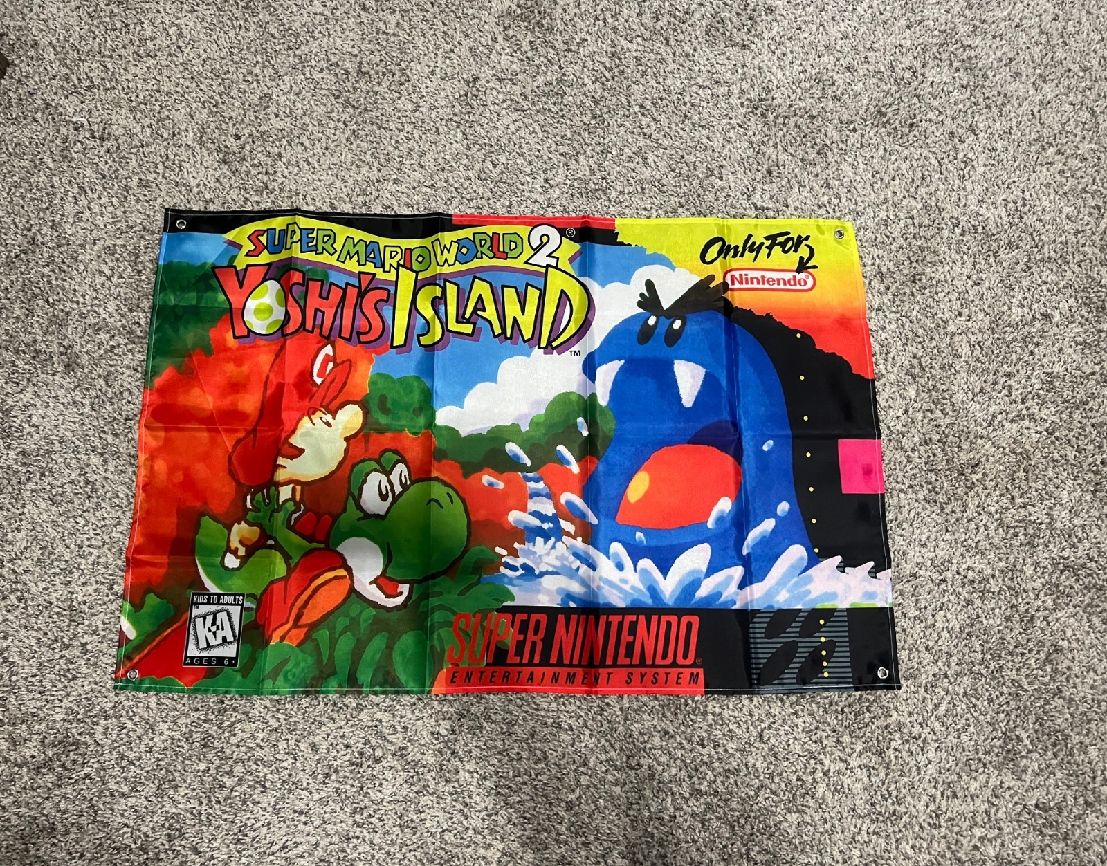 Super Mario World 2 Yoshi’s Island Custom Wall Flag Tapestry 2 x 3 Ft SNES
