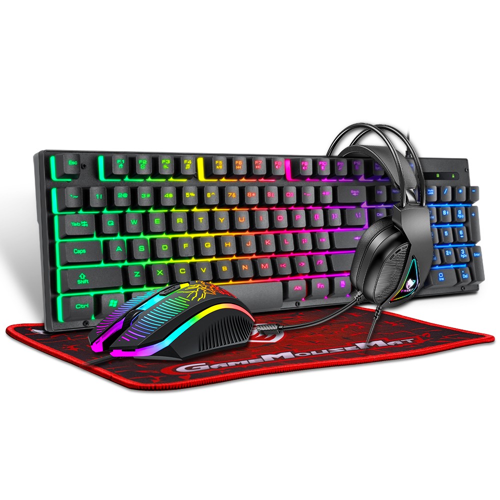 3 IN 1 PC Gaming Keyboard Mouse Gaming Headset Set RGB LED Backlit USB Wired