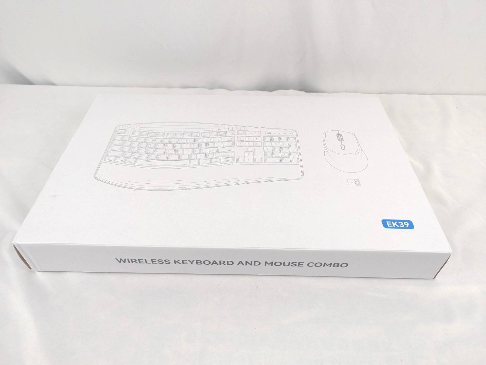 NEW Wireless Keyboard & Mouse Combo 2.4G Full Size Wave Keys Large Black EK39
