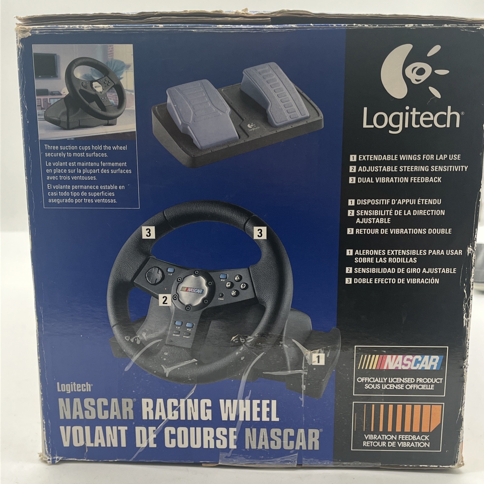 Logitech Nascar Racing Steering Wheel & Pedals for PS2 Playstation 2 Tested Read