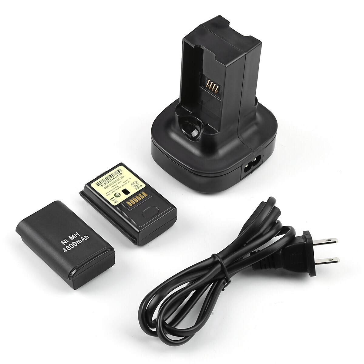 2 Battery Pack & Charger Dock For Microsoft Xbox 360 Wireless Controller Black