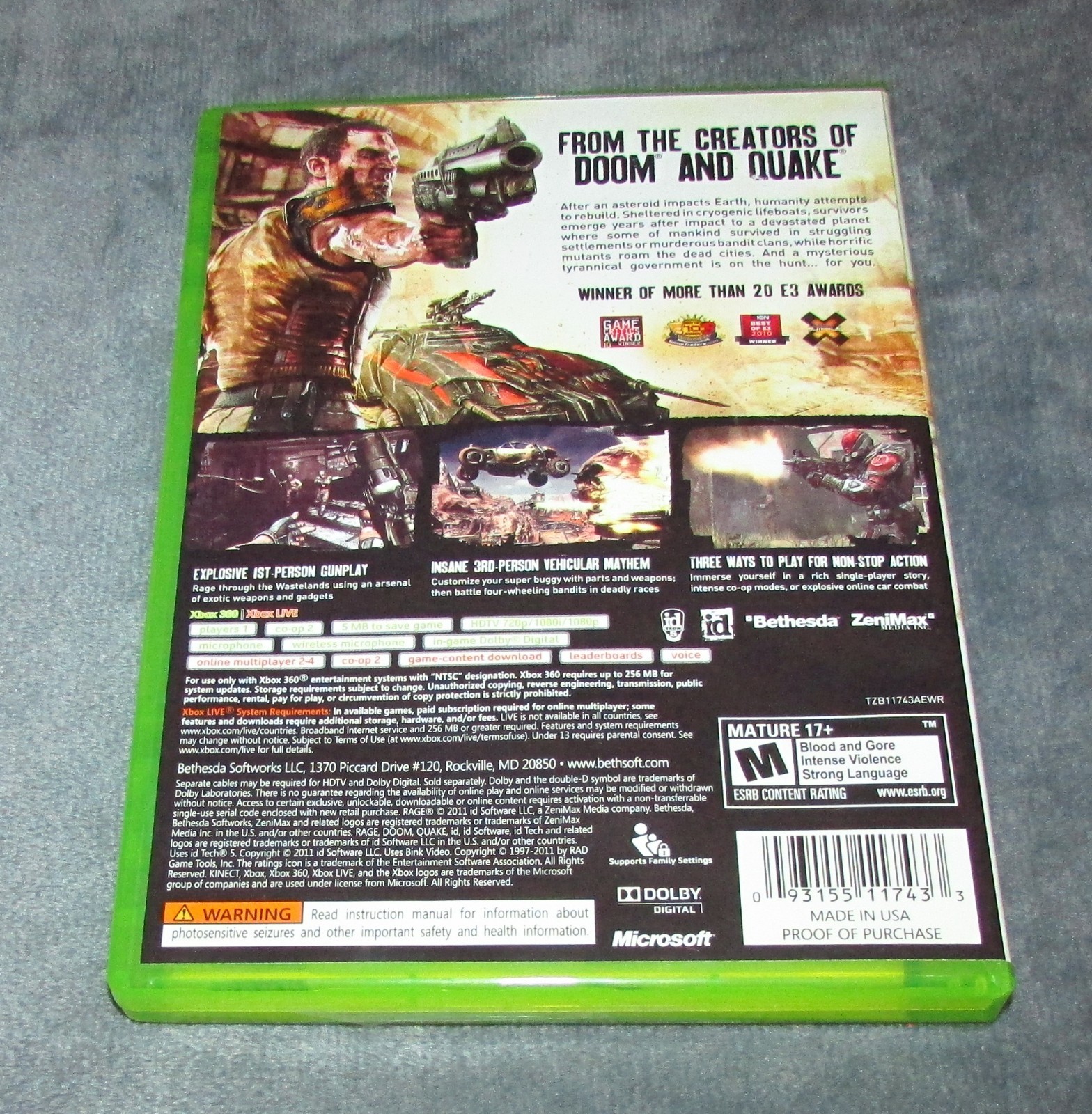 Rage for Xbox 360 Complete / Fast Free Shipping!