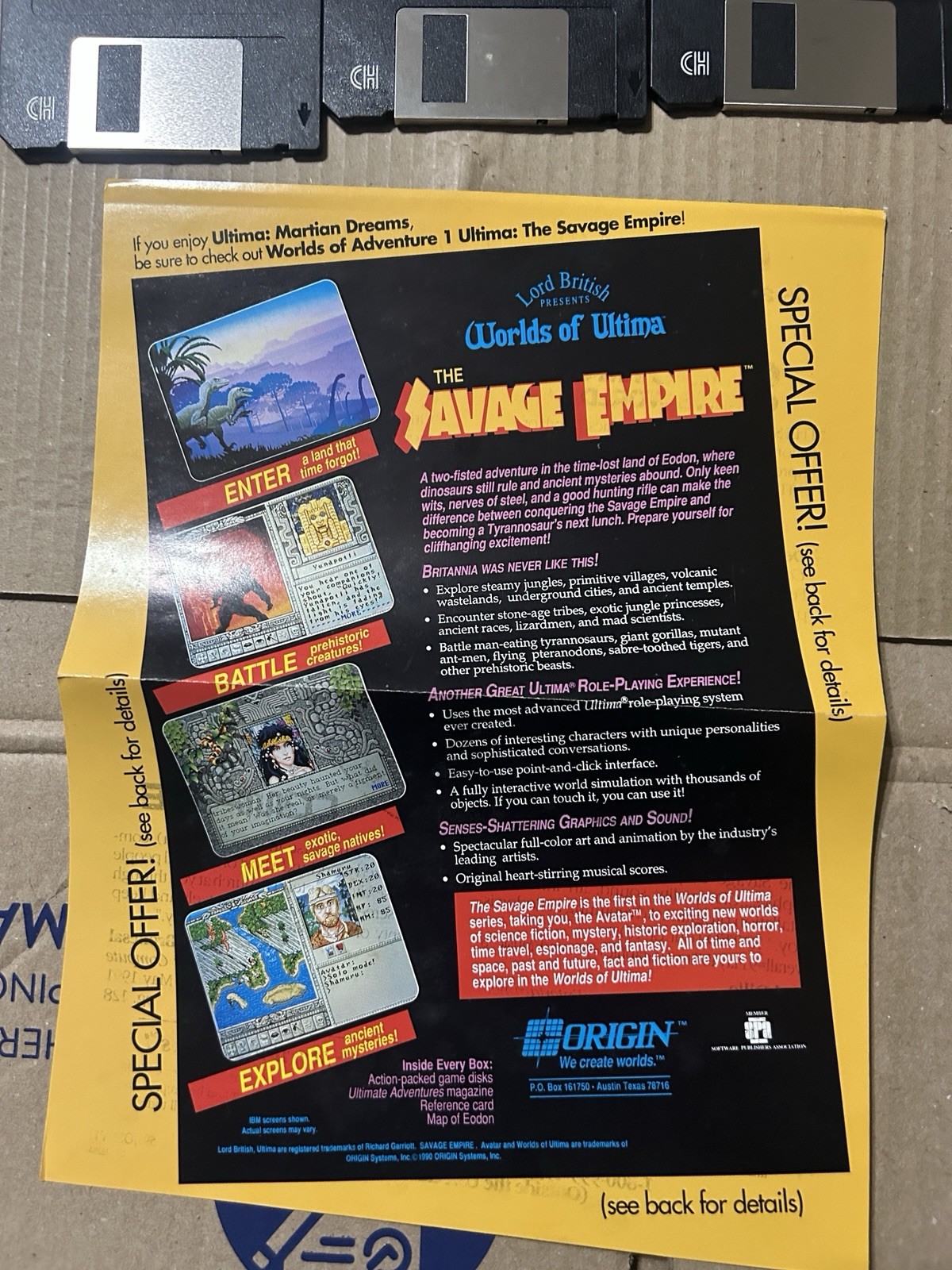ULTIMA Worlds of Adventure 2 MARTIAN DREAMS 3.5″ Disks IBM PC Game Big Box