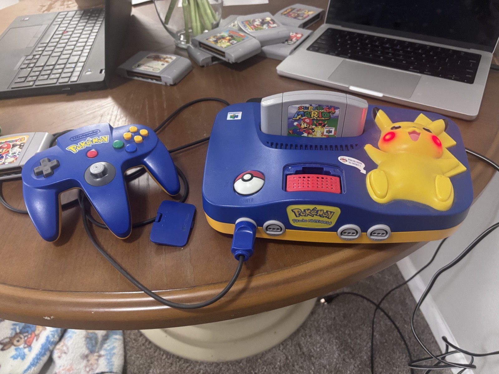 Nintendo 64 Pokemon Pikachu Edition Blue N64 Console w/ Expansion Pack (TESTED)