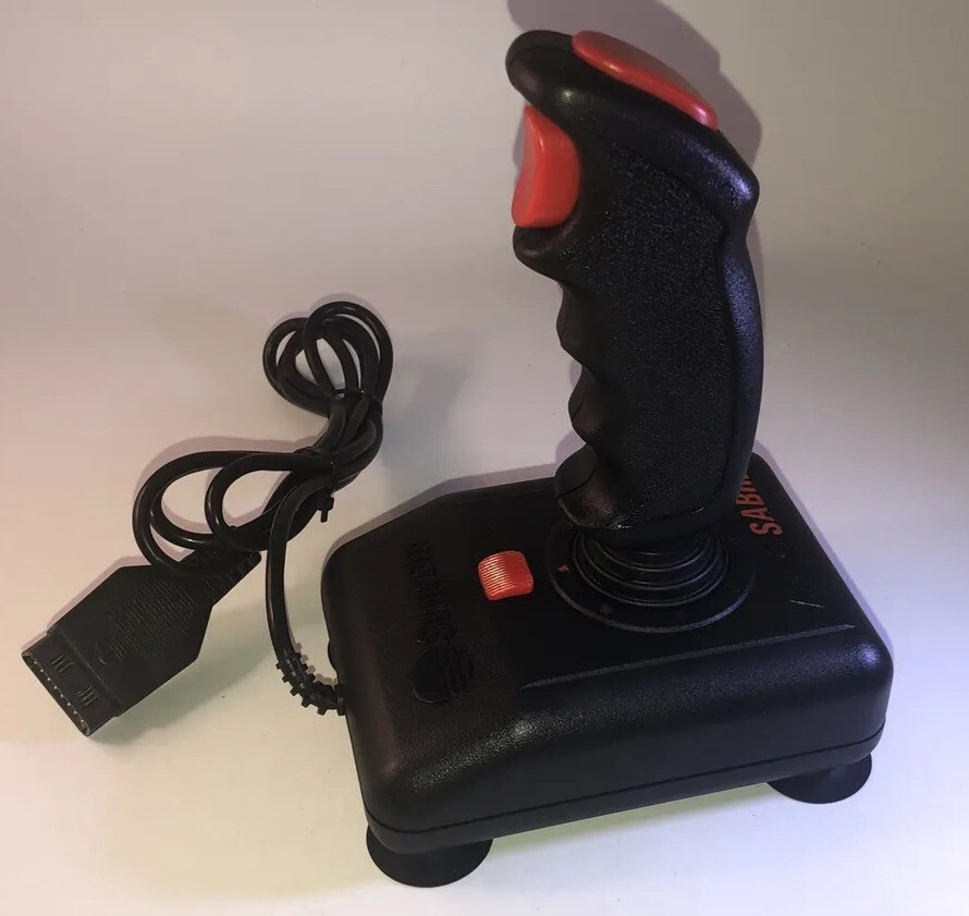 Suncom Analog Sabre Joystick Black & Red 2 Button Control Suction Mount -New