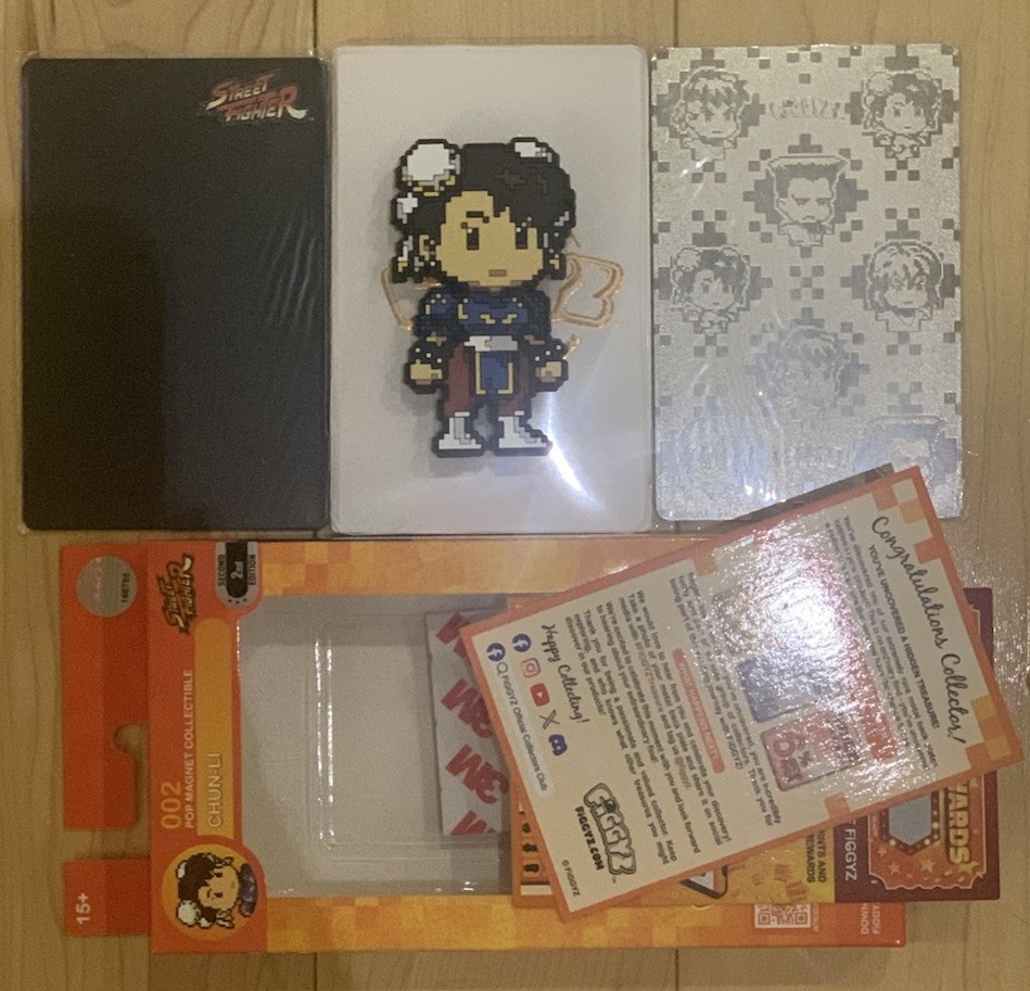 🔥 Street Fighter 🔥 Chun Li Silver Chase Variant Figgyz Pop Magnet 3D Pixel Art