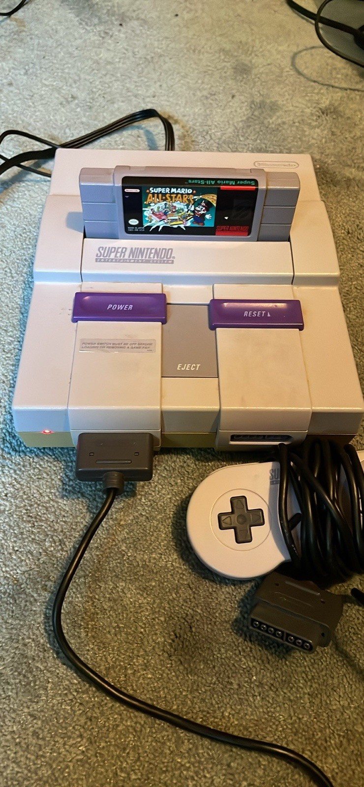 Super Nintendo SNES Video Game Console Bundle With 2 Controllers + OEM Cords