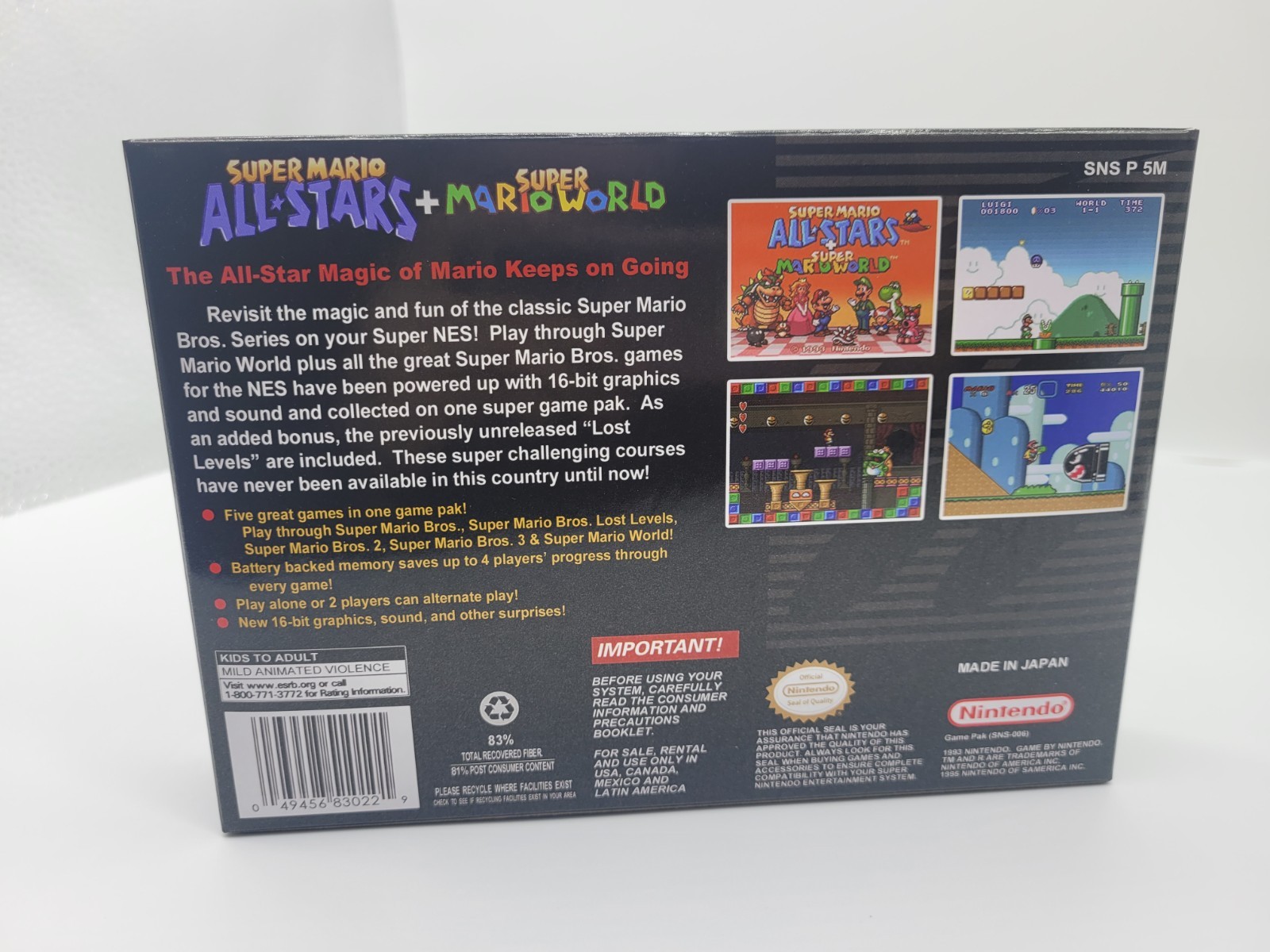 SUPER MARIO ALL STARS SUPER MARIO WORLD SUPER SNES BOX ONLY REPLACEMNT BOX+CASE