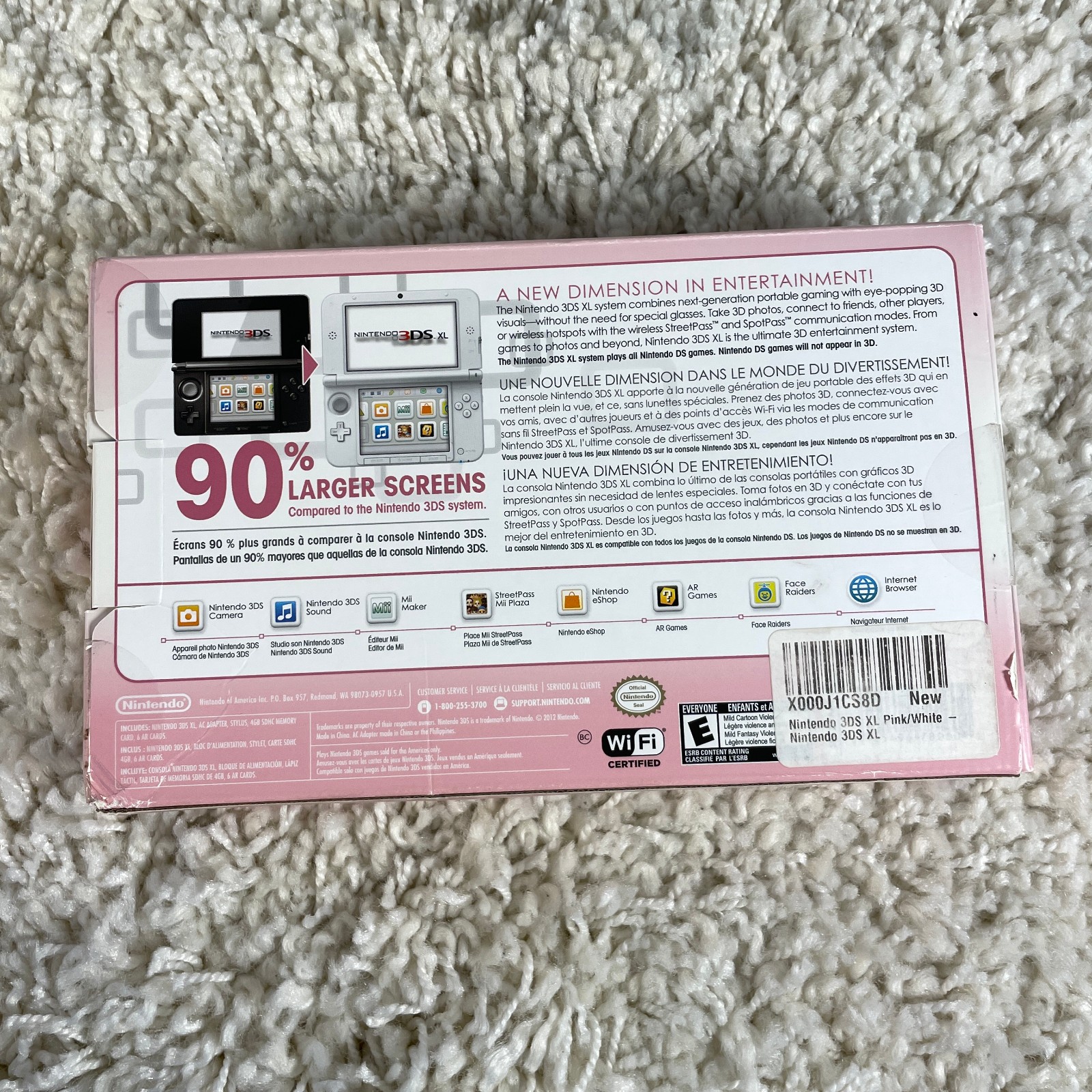 Nintendo 3DS XL Pink White Handheld System Console SPR-001 Complete in Box CIB