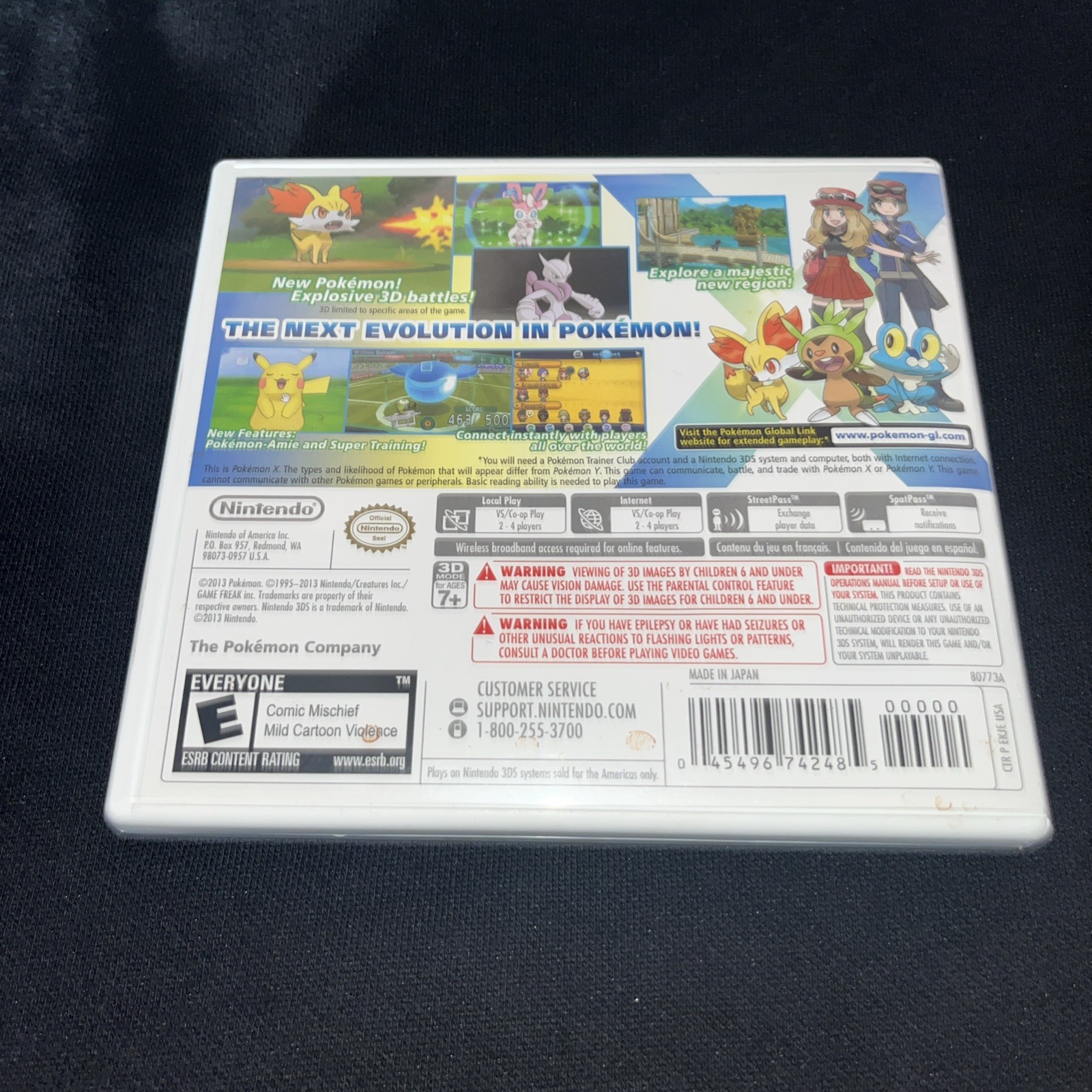 EMPTY CASE Pokémon X Nintendo 3DS COMPLETE W/ MANUAL AUTHENTIC POKEMON