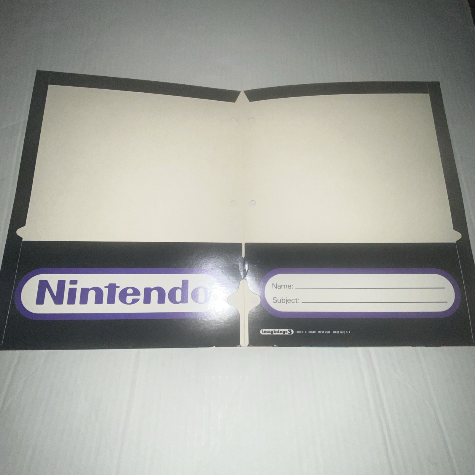 Vintage Nintendo Power 3 Hole School Pocket Folder Super Mario 1988 New
