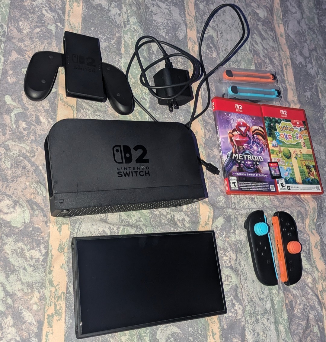 Nintendo Switch 2 Console With 3 Games and Pictured Items