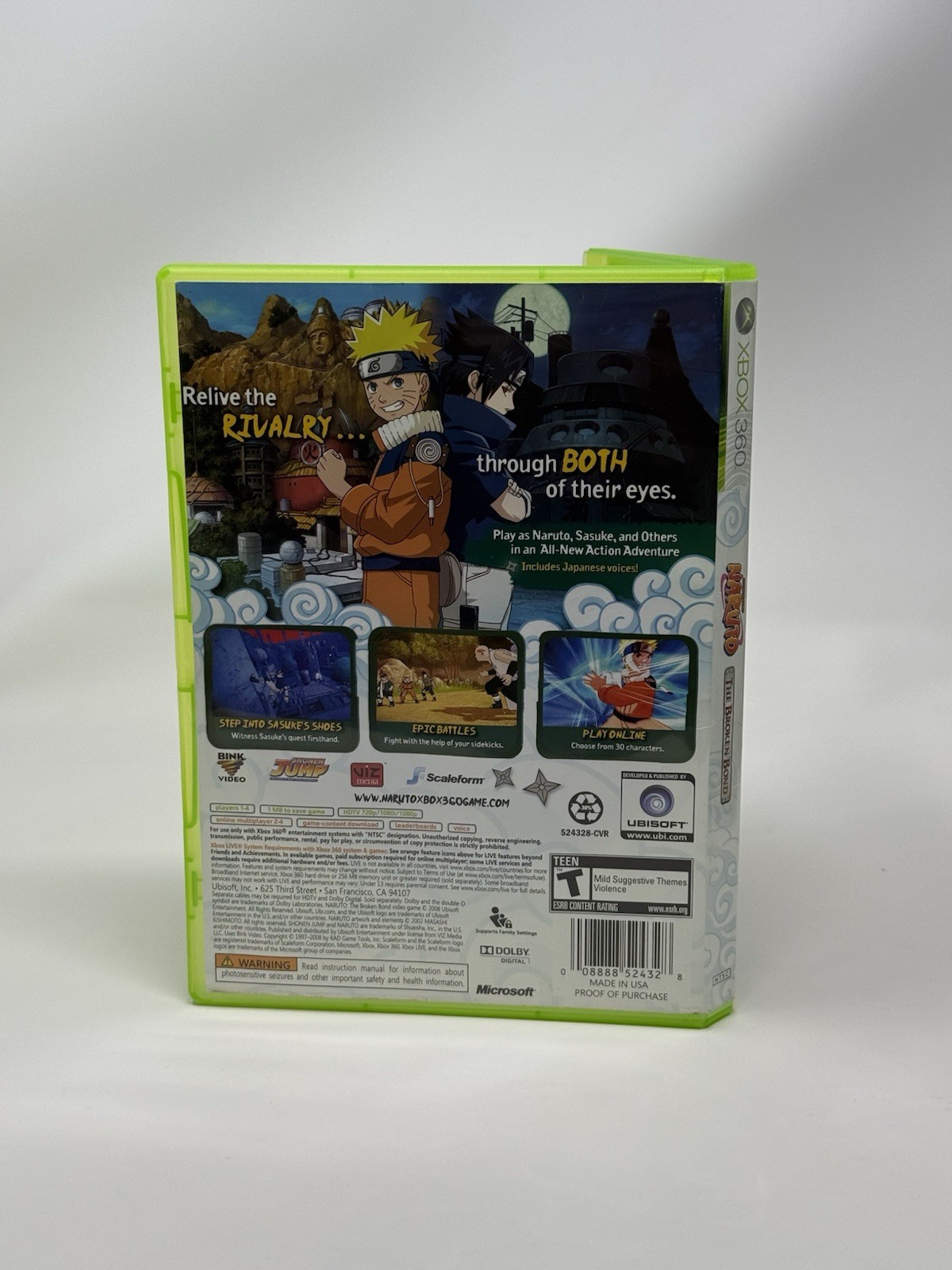 Naruto The Broken Bond Microsoft Xbox 360 Game + Case Mint Disc Authentic Tested