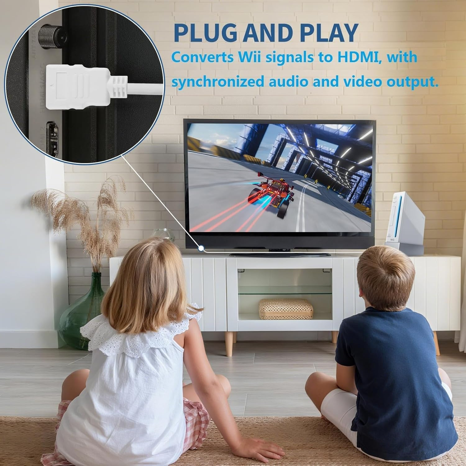 5Ft WII to HDMI Converter Cable Adapter,For Use with Full HD 1080P Devices
