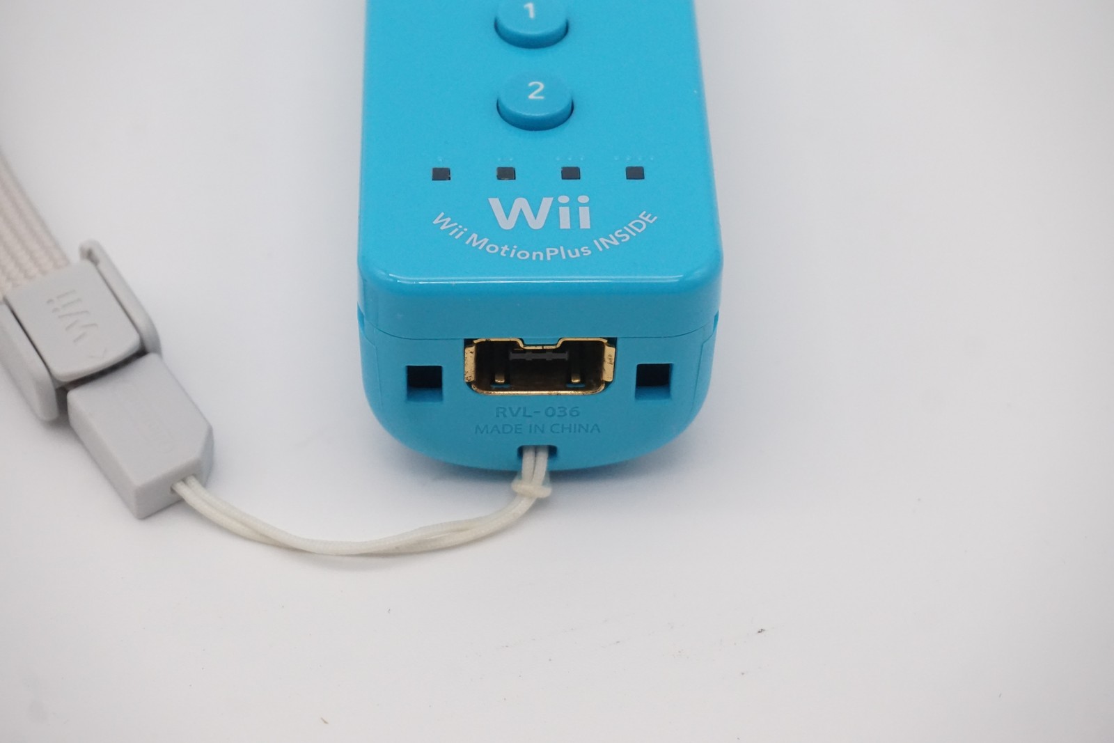 Nintendo Light Blue Wii Motion Plus Controller With Bumper And Wrist Strap