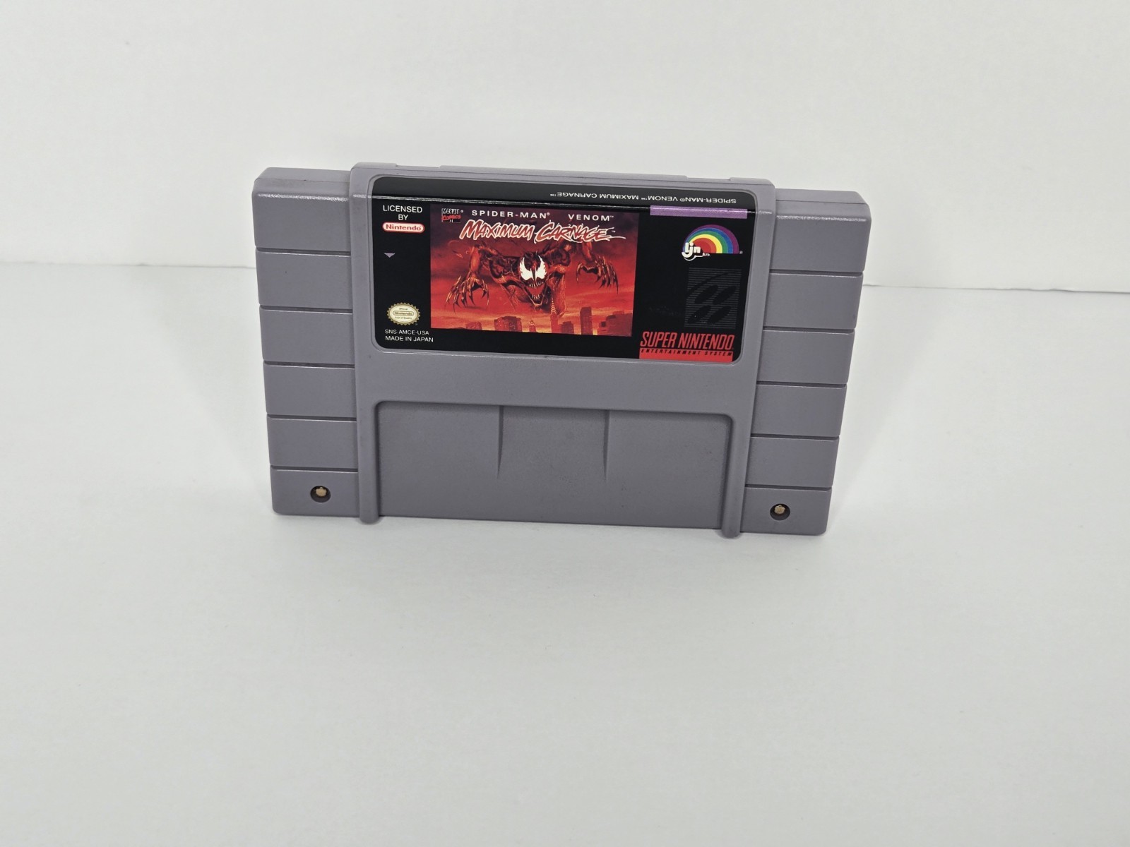 Spider-Man Venom Maximum Carnage SNES Rare Gray Variant Authentic Pristine